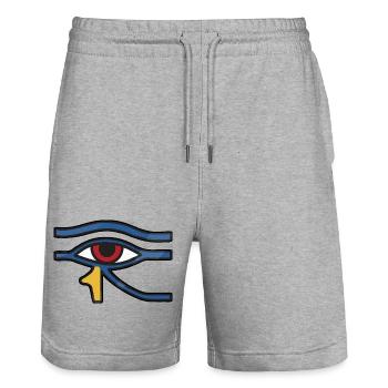 Oeil d’Horus Ligne Bleue - Short de jogging bio TRAINER Stanley/Stella unisexe - gris chiné - Devant - Nik (191cm) & Marisol (170cm)