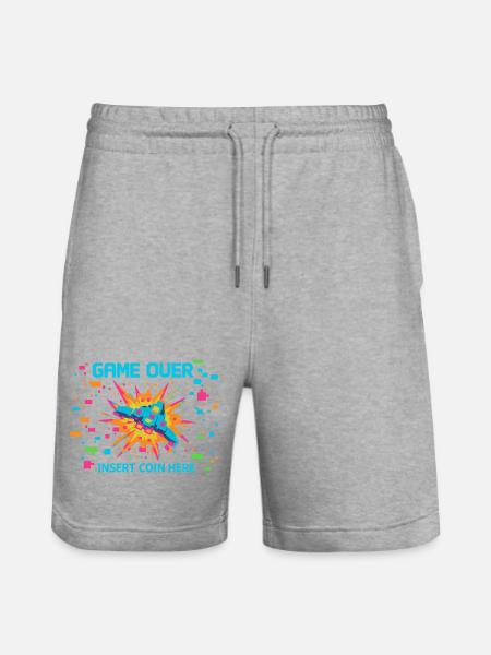 Game Over Neon Arcade Game - Stanley/Stella Trainer Unisex Organic Jogging Shorts - heather grey