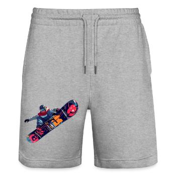 Snowboard - Stanley/Stella Unisex Bio Joggingshorts Trainer  - Grau meliert - Vorne - Nik (191cm) & Marisol (170cm)