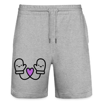 Süße Handschuhe mit Herz | Winter Liebe - Stanley/Stella Unisex Bio Joggingshorts Trainer  - Grau meliert - Vorne - Nik (191cm) & Marisol (170cm)