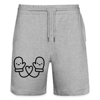 Süße Handschuhe mit Herz | Winter Liebe - Stanley/Stella Unisex Bio Joggingshorts Trainer  - Grau meliert - Vorne - Nik (191cm) & Marisol (170cm)