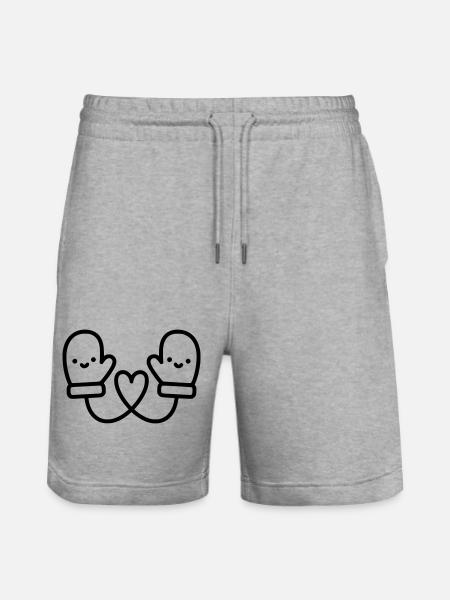 Cute Gloves with Heart | Winter Love - Stanley/Stella Trainer Unisex Organic Jogging Shorts - heather grey