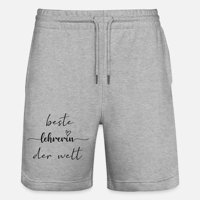 Beste Lehrerin Der Welt Beruf Geschenkidee - Stanley/Stella Unisex Bio Joggingshorts Trainer  - Grau meliert