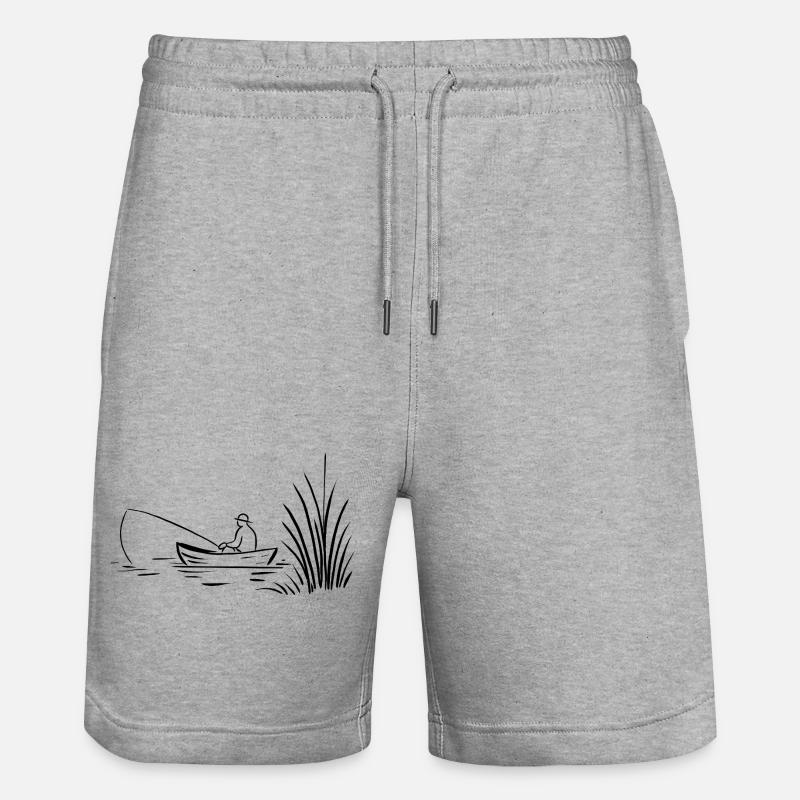 Pêcheur en bateau au lac - Short de jogging bio TRAINER Stanley/Stella unisexe - gris chiné