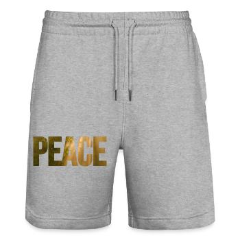 Peace of mind - Stanley/Stella Trainer Unisex Organic Jogging Shorts - heather grey - Front - Nik (191cm) & Marisol (170cm)
