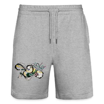 Flower Swirl Fantasy Pattern - Stanley/Stella Trainer Unisex Organic Jogging Shorts - heather grey - Front - Nik (191cm) & Marisol (170cm)