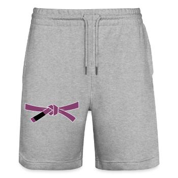 Purplebelt - Purple Belt - Stanley/Stella Trainer Unisex Organic Jogging Shorts - heather grey - Front - Nik (191cm) & Marisol (170cm)
