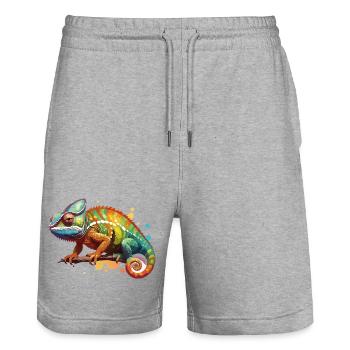 Cham_2 - Stanley/Stella Unisex Bio Joggingshorts Trainer  - Grau meliert - Vorne - Nik (191cm) & Marisol (170cm)