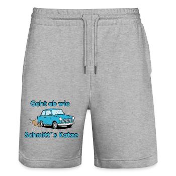 Geht ab wie Schmitts Katze DDR-Auto - Stanley/Stella Unisex Bio Joggingshorts Trainer  - Grau meliert - Vorne - Nik (191cm) & Marisol (170cm)