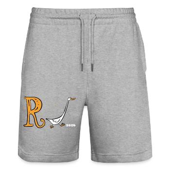 Rente actuelle 2026 - Retraite - Rente - Short de jogging bio TRAINER Stanley/Stella unisexe - gris chiné - Devant - Nik (191cm) & Marisol (170cm)