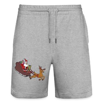 Santa Sleigh Dash and Reindeer Run - Stanley/Stella Trainer Unisex Organic Jogging Shorts - heather grey - Front - Nik (191cm) & Marisol (170cm)