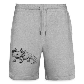 Axolotl Line Style – Black - Stanley/Stella Trainer Unisex Organic Jogging Shorts - heather grey - Front - Nik (191cm) & Marisol (170cm)