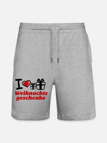 I Love Weihnachtsgeschenke  - Stanley/Stella Unisex Bio Joggingshorts Trainer  - Grau meliert