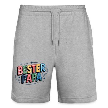 Best Dad Colorful Letter Illustration - Stanley/Stella Trainer Unisex Organic Jogging Shorts - heather grey - Front - Nik (191cm) & Marisol (170cm)