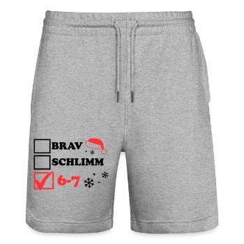 brav schlimm 6-7 Weihnachten - Stanley/Stella Unisex Bio Joggingshorts Trainer  - Grau meliert - Vorne - Nik (191cm) & Marisol (170cm)