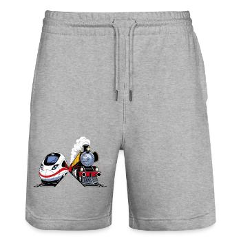 KOPF ZAHNRÄDER - Stanley/Stella Unisex Bio Joggingshorts Trainer  - Grau meliert - Vorne - Nik (191cm) & Marisol (170cm)