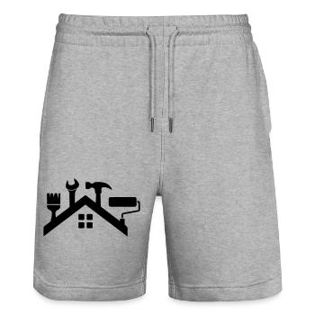 Haus & Handwerk Logo – Hammer Pinsel Farbrolle - Stanley/Stella Unisex Bio Joggingshorts Trainer  - Grau meliert - Vorne - Nik (191cm) & Marisol (170cm)
