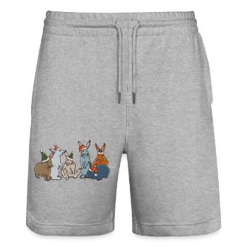 WEIHNACHTSHASEN - Stanley/Stella Unisex Bio Joggingshorts Trainer  - Grau meliert - Vorne - Nik (191cm) & Marisol (170cm)