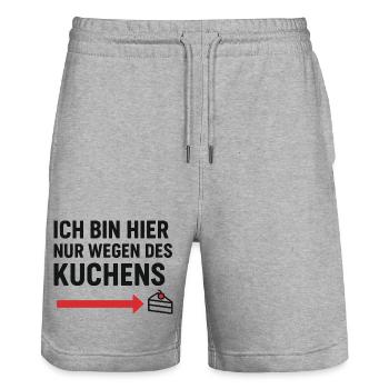 I'm only here for the cake - Stanley/Stella Trainer Unisex Organic Jogging Shorts - heather grey - Front - Nik (191cm) & Marisol (170cm)