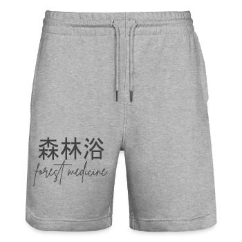 Shinrin-Yoku Forest Bathing Forest Nature Trees Gift - Stanley/Stella Trainer Unisex Organic Jogging Shorts - heather grey - Front - Nik (191cm) & Marisol (170cm)