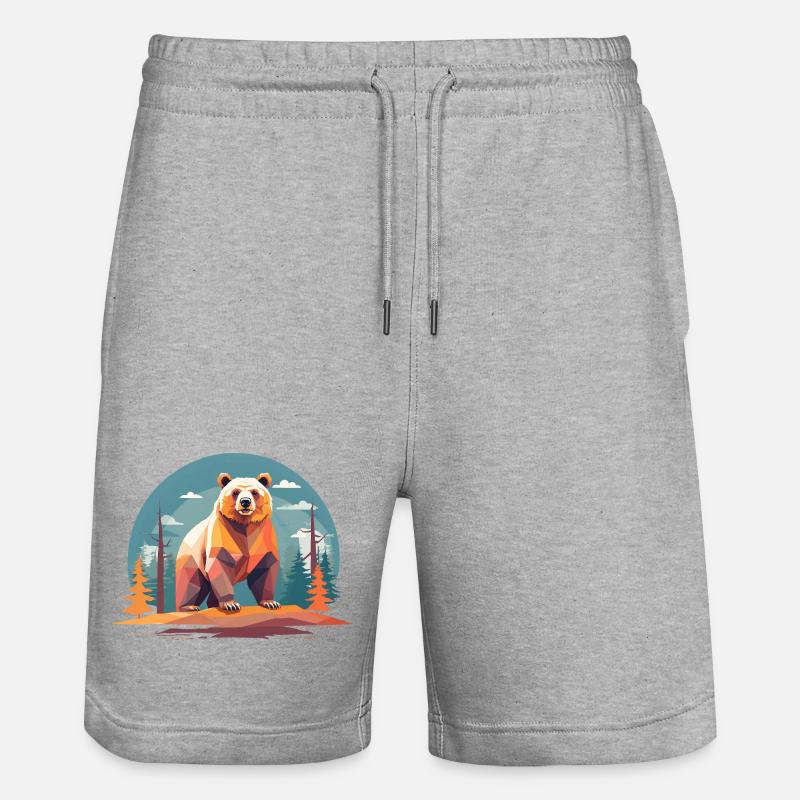 Polygone ours dans la forêt - Short de jogging bio TRAINER Stanley/Stella unisexe - gris chiné