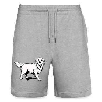 Golden Retriever Hunde T-shirt Geschenk - Stanley/Stella Unisex Bio Joggingshorts Trainer  - Grau meliert - Vorne - Nik (191cm) & Marisol (170cm)