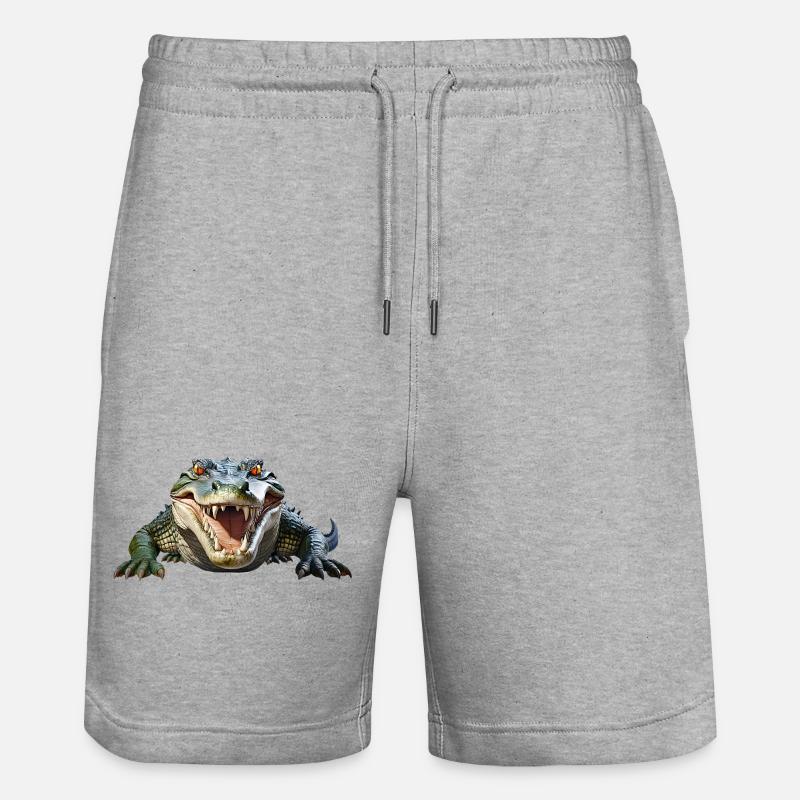 Krokodil - Stanley/Stella Unisex Bio Joggingshorts Trainer  - Grau meliert