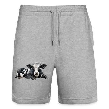 Vache - Short de jogging bio TRAINER Stanley/Stella unisexe - gris chiné - Devant - Nik (191cm) & Marisol (170cm)