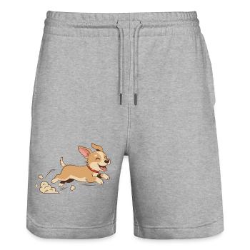 Puppy run - Stanley/Stella Trainer Unisex Organic Jogging Shorts - heather grey - Front - Nik (191cm) & Marisol (170cm)