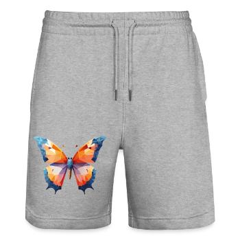 Schmetterling - Stanley/Stella Unisex Bio Joggingshorts Trainer  - Grau meliert - Vorne - Nik (191cm) & Marisol (170cm)
