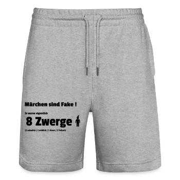 Maerchen Fake 7 Zwerge - Stanley/Stella Unisex Bio Joggingshorts Trainer  - Grau meliert - Vorne - Nik (191cm) & Marisol (170cm)