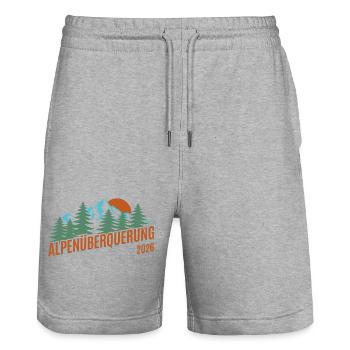 Traversée des Alpes 2026 - Randonnée - Short de jogging bio TRAINER Stanley/Stella unisexe - gris chiné - Devant - Nik (191cm) & Marisol (170cm)