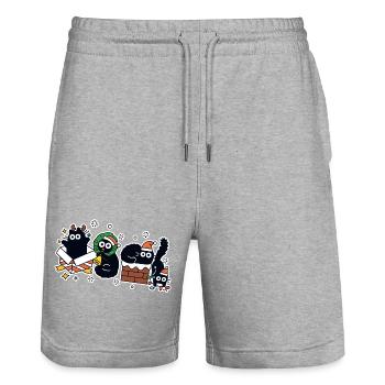Funny Cats Reindeer Crew Xmas Parade, Kittens  - Stanley/Stella Trainer Unisex Organic Jogging Shorts - heather grey - Front - Nik (191cm) & Marisol (170cm)