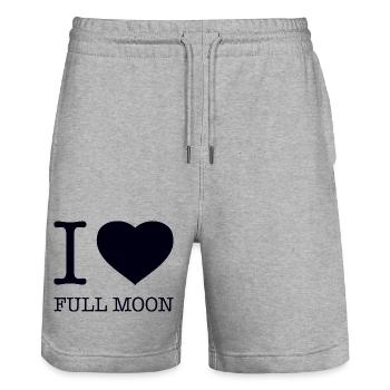 J’adore Pleine lune Vollmond - Short de jogging bio TRAINER Stanley/Stella unisexe - gris chiné - Devant - Nik (191cm) & Marisol (170cm)