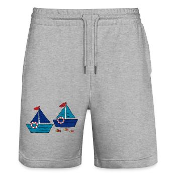 Shuttle - Stanley/Stella Trainer Unisex Organic Jogging Shorts - heather grey - Front - Nik (191cm) & Marisol (170cm)