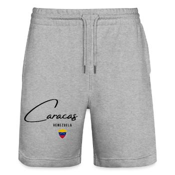 Caracas Venezuela, elegantes Design von Caracas - Stanley/Stella Unisex Bio Joggingshorts Trainer  - Grau meliert - Vorne - Nik (191cm) & Marisol (170cm)