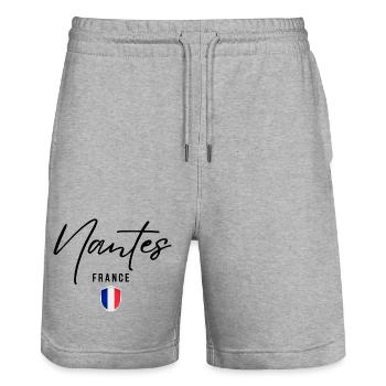 Elegantes Design von Nantes, Nantes, Frankreich - Stanley/Stella Unisex Bio Joggingshorts Trainer  - Grau meliert - Vorne - Nik (191cm) & Marisol (170cm)