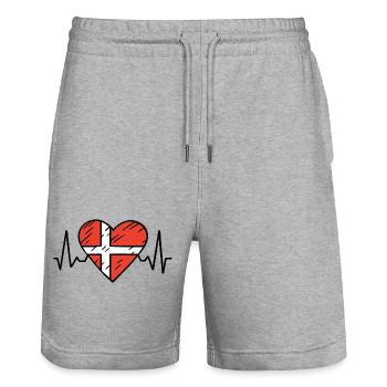 Danemark Heartbeat Line Drapeau danois Love Design - Short de jogging bio TRAINER Stanley/Stella unisexe - gris chiné - Devant - Nik (191cm) & Marisol (170cm)