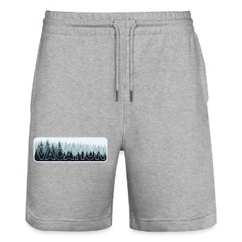 Aventure hivernale Randonnée dans la nature sauvage - Short de jogging bio TRAINER Stanley/Stella unisexe - gris chiné - Devant - Nik (191cm) & Marisol (170cm)
