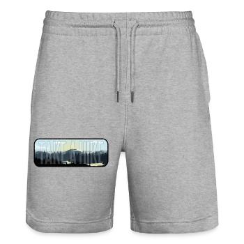 Walking in Nature - Take A Hike - Stanley/Stella Trainer Unisex Organic Jogging Shorts - heather grey - Front - Nik (191cm) & Marisol (170cm)