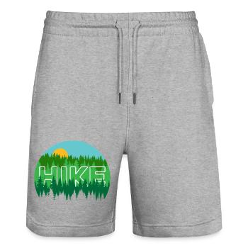 Hike in the Pines - Walking in Nature - Stanley/Stella Trainer Unisex Organic Jogging Shorts - heather grey - Front - Nik (191cm) & Marisol (170cm)
