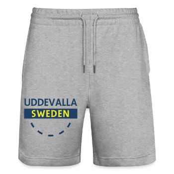 Nordic Sweden Emblem Circle - Stanley/Stella Trainer Unisex Organic Jogging Shorts - heather grey - Front - Nik (191cm) & Marisol (170cm)