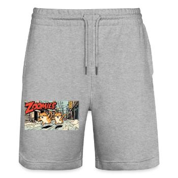 Anime Katzen Wettlauf - Stanley/Stella Unisex Bio Joggingshorts Trainer  - Grau meliert - Vorne - Nik (191cm) & Marisol (170cm)