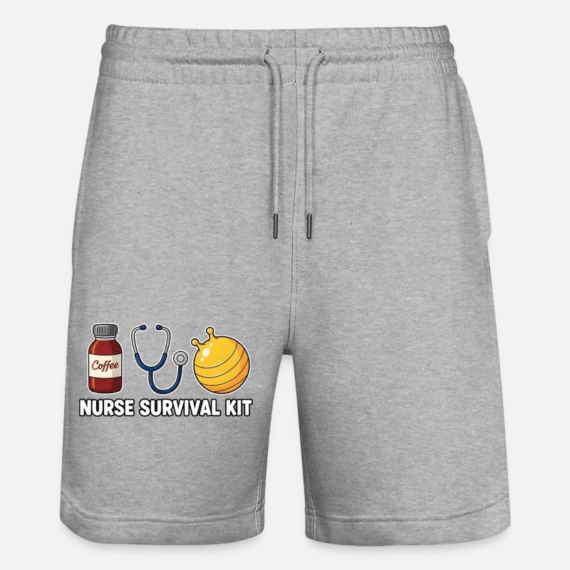 Krankenschwester Krankenpflegerin Kaffee - Stanley/Stella Unisex Bio Joggingshorts Trainer  - Grau meliert