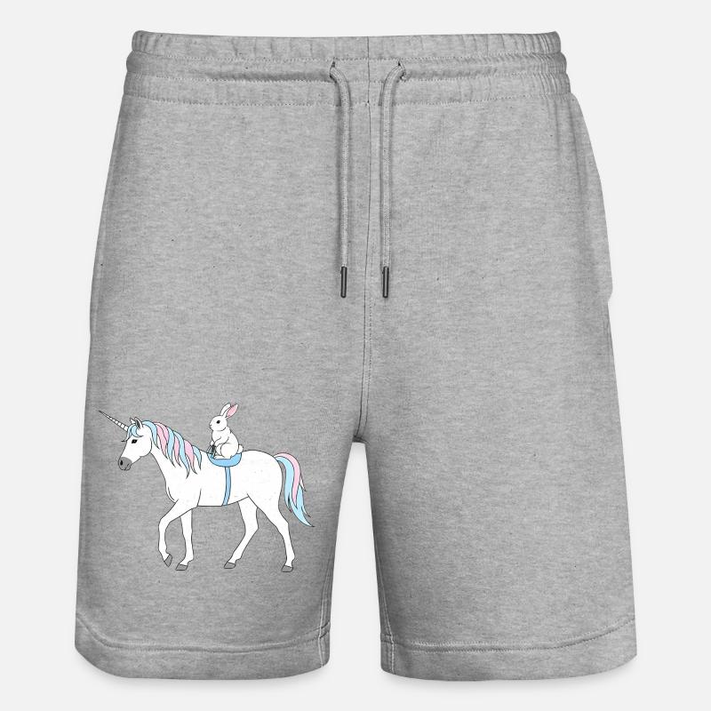 Pastell Einhorn mit Häschen - Stanley/Stella Unisex Bio Joggingshorts Trainer - Grau meliert