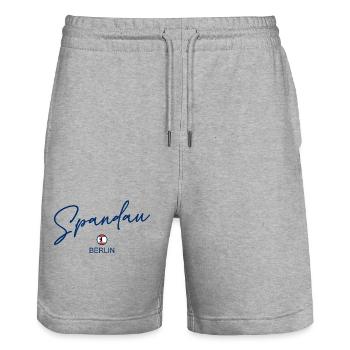 Spandau - Drapeau de Berlin - Berlin Bear Berlinerin - Short de jogging bio TRAINER Stanley/Stella unisexe - gris chiné - Devant - Nik (191cm) & Marisol (170cm)