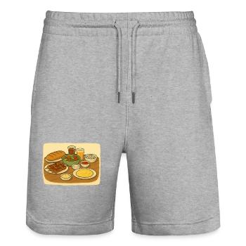 Brochettes Salade - Short de jogging bio TRAINER Stanley/Stella unisexe - gris chiné - Devant - Nik (191cm) & Marisol (170cm)