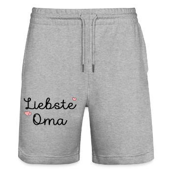 Mamie Très Chère Mamie - Short de jogging bio TRAINER Stanley/Stella unisexe - gris chiné - Devant - Nik (191cm) & Marisol (170cm)