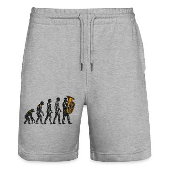 Évolution vers le design grunge du joueur de tuba - Short de jogging bio TRAINER Stanley/Stella unisexe - gris chiné - Devant - Nik (191cm) & Marisol (170cm)