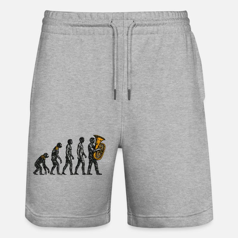 Evolution to Tuba Player Grunge Design - Stanley/Stella Trainer Unisex Organic Jogging Shorts - heather grey